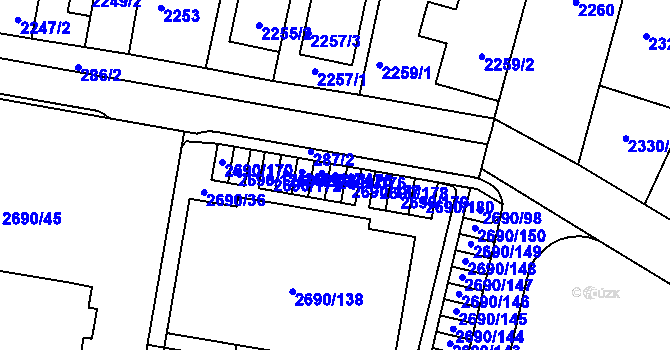 Parcela st. 2690/176 v KÚ Slavkov u Brna, Katastrální mapa