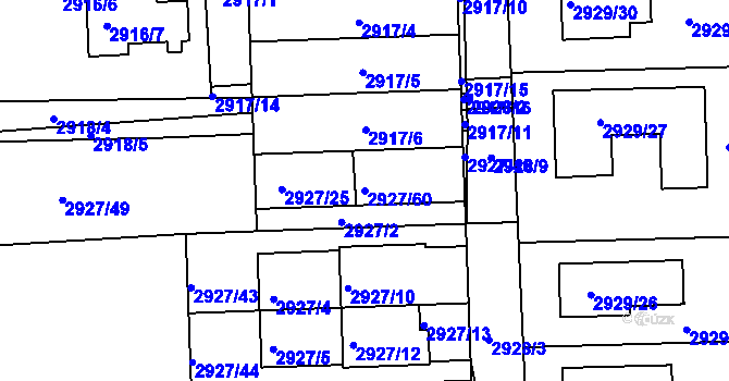 Parcela st. 2927/60 v KÚ Slavkov u Brna, Katastrální mapa