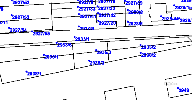 Parcela st. 2935/3 v KÚ Slavkov u Brna, Katastrální mapa