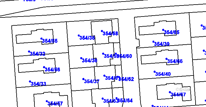 Parcela st. 354/59 v KÚ Slavkov u Brna, Katastrální mapa