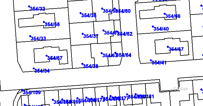 Parcela st. 354/63 v KÚ Slavkov u Brna, Katastrální mapa