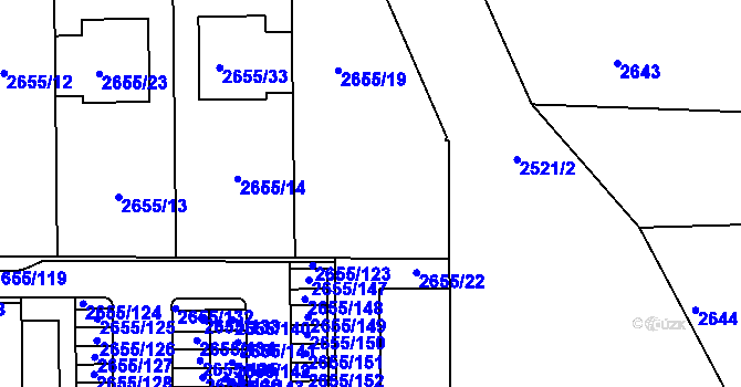 Parcela st. 2655/15 v KÚ Slavkov u Brna, Katastrální mapa