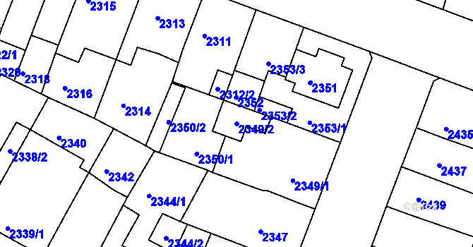 Parcela st. 2349/2 v KÚ Slavkov u Brna, Katastrální mapa
