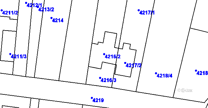 Parcela st. 4216/2 v KÚ Slavkov u Brna, Katastrální mapa