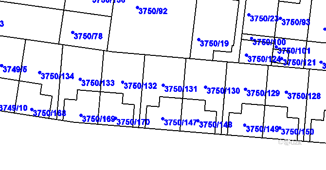 Parcela st. 3750/131 v KÚ Slavkov u Brna, Katastrální mapa