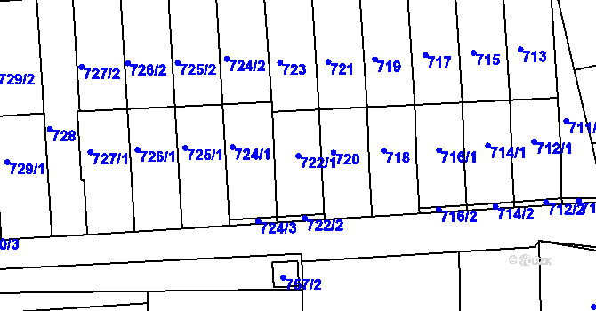 Parcela st. 722/1 v KÚ Slavkov u Brna, Katastrální mapa