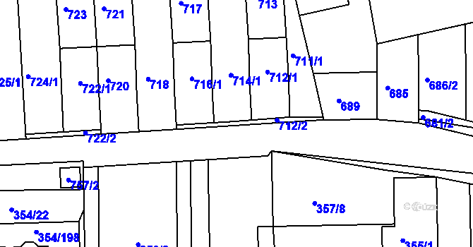 Parcela st. 714/2 v KÚ Slavkov u Brna, Katastrální mapa
