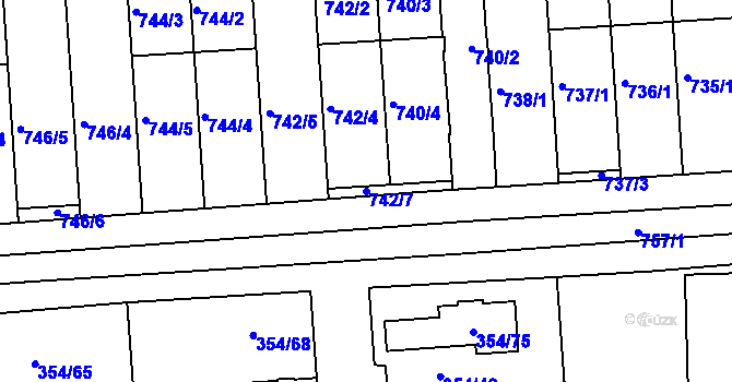 Parcela st. 742/7 v KÚ Slavkov u Brna, Katastrální mapa