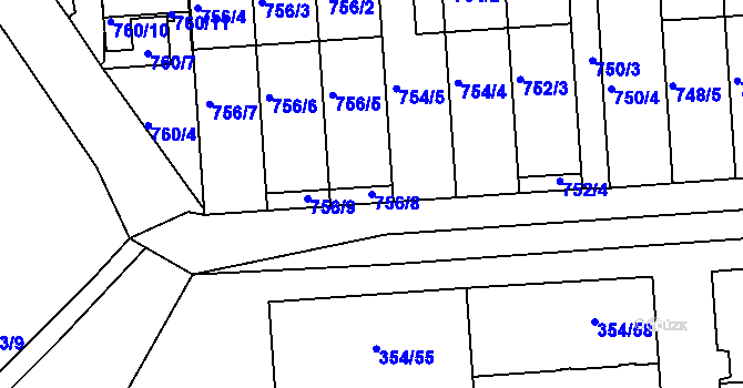 Parcela st. 756/8 v KÚ Slavkov u Brna, Katastrální mapa