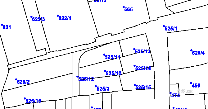 Parcela st. 525/11 v KÚ Slavkov u Brna, Katastrální mapa