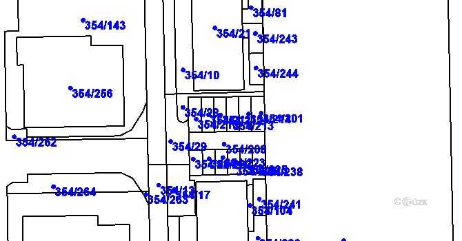 Parcela st. 354/213 v KÚ Slavkov u Brna, Katastrální mapa