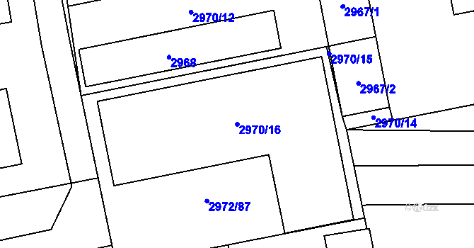 Parcela st. 2970/16 v KÚ Slavkov u Brna, Katastrální mapa