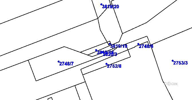 Parcela st. 3819/18 v KÚ Slavkov u Brna, Katastrální mapa