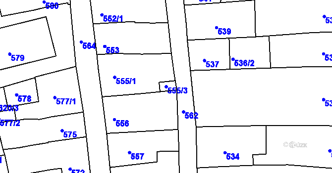 Parcela st. 555/3 v KÚ Slavkov u Brna, Katastrální mapa