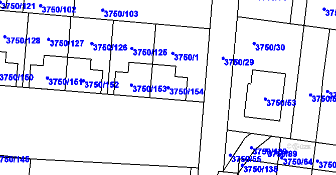 Parcela st. 3750/154 v KÚ Slavkov u Brna, Katastrální mapa