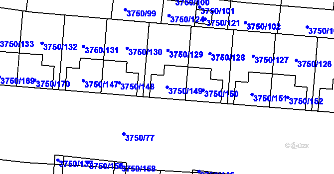 Parcela st. 3750/149 v KÚ Slavkov u Brna, Katastrální mapa