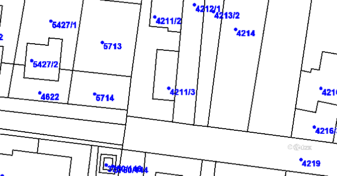 Parcela st. 4211/3 v KÚ Slavkov u Brna, Katastrální mapa