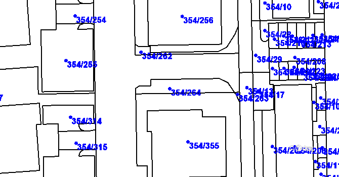 Parcela st. 354/264 v KÚ Slavkov u Brna, Katastrální mapa