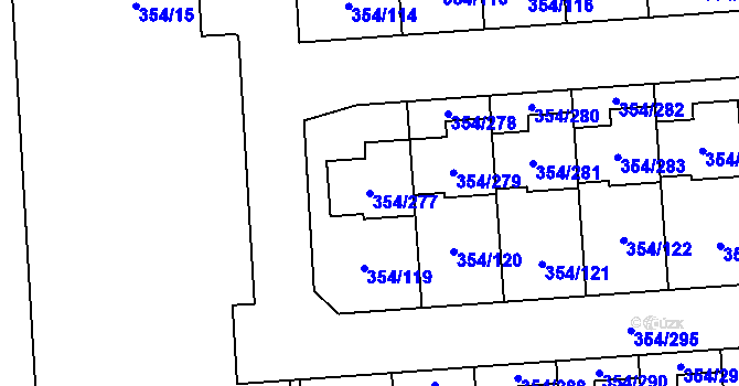 Parcela st. 354/277 v KÚ Slavkov u Brna, Katastrální mapa