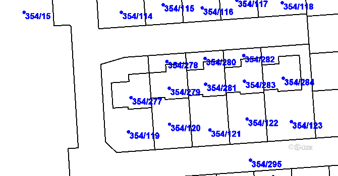 Parcela st. 354/279 v KÚ Slavkov u Brna, Katastrální mapa