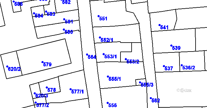 Parcela st. 553/1 v KÚ Slavkov u Brna, Katastrální mapa