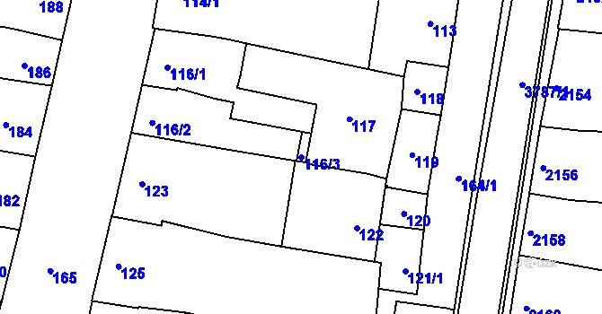 Parcela st. 116/3 v KÚ Slavkov u Brna, Katastrální mapa