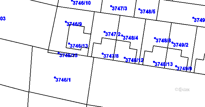 Parcela st. 3747/8 v KÚ Slavkov u Brna, Katastrální mapa