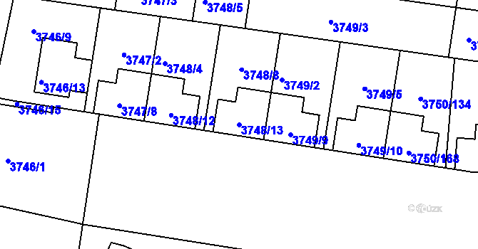 Parcela st. 3748/13 v KÚ Slavkov u Brna, Katastrální mapa