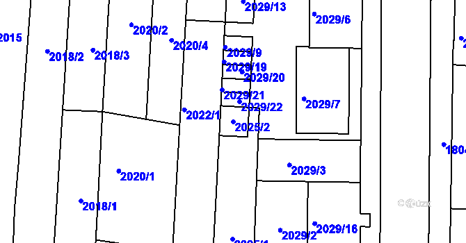 Parcela st. 2025/2 v KÚ Slavkov u Brna, Katastrální mapa