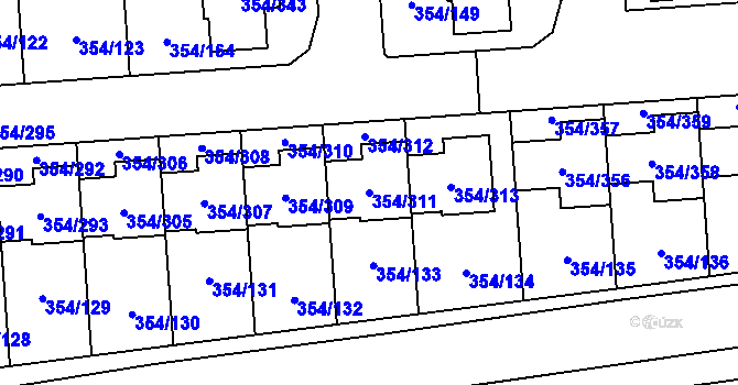 Parcela st. 354/311 v KÚ Slavkov u Brna, Katastrální mapa