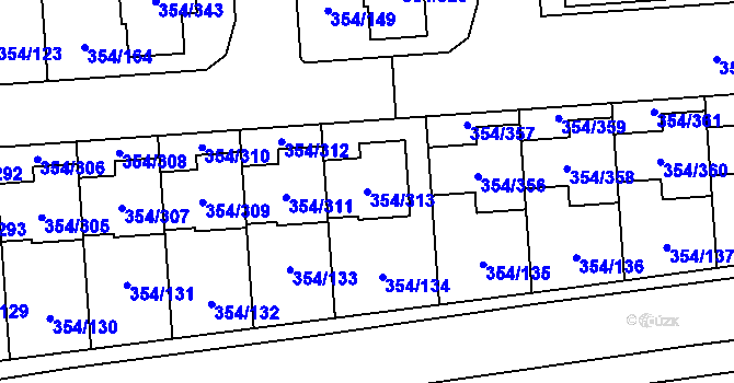Parcela st. 354/313 v KÚ Slavkov u Brna, Katastrální mapa