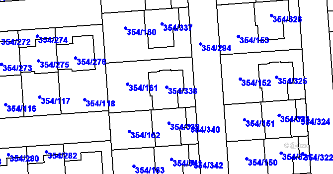 Parcela st. 354/338 v KÚ Slavkov u Brna, Katastrální mapa