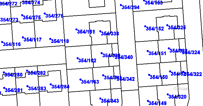 Parcela st. 354/339 v KÚ Slavkov u Brna, Katastrální mapa