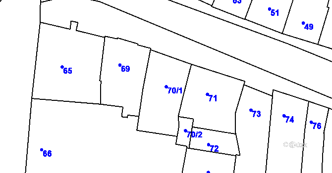 Parcela st. 70/1 v KÚ Slavkov u Brna, Katastrální mapa