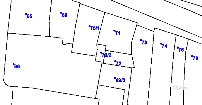 Parcela st. 70/2 v KÚ Slavkov u Brna, Katastrální mapa