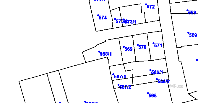 Parcela st. 568/1 v KÚ Slavkov u Brna, Katastrální mapa