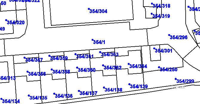 Parcela st. 354/363 v KÚ Slavkov u Brna, Katastrální mapa