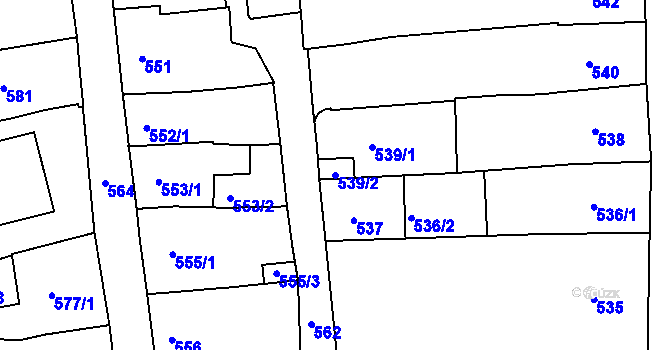 Parcela st. 539/2 v KÚ Slavkov u Brna, Katastrální mapa