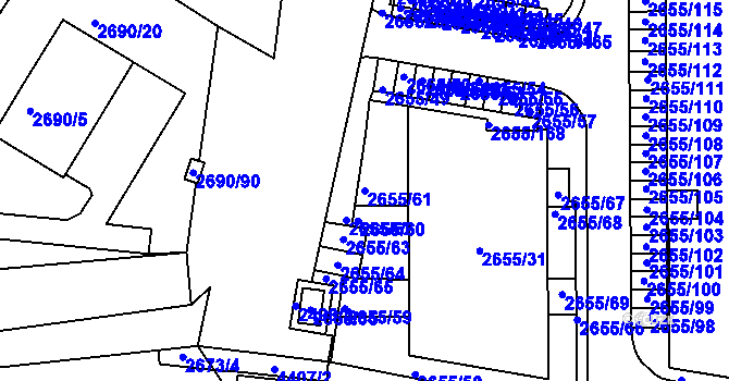 Parcela st. 2655/61 v KÚ Slavkov u Brna, Katastrální mapa