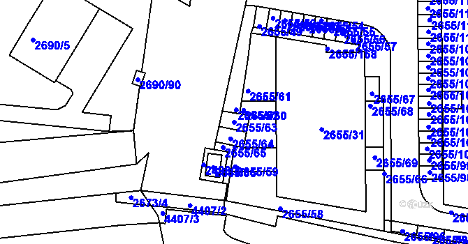 Parcela st. 2655/63 v KÚ Slavkov u Brna, Katastrální mapa