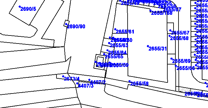 Parcela st. 2655/65 v KÚ Slavkov u Brna, Katastrální mapa
