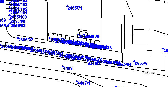 Parcela st. 2655/80 v KÚ Slavkov u Brna, Katastrální mapa