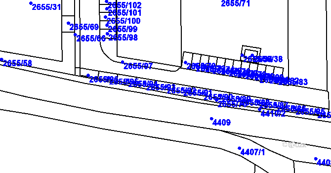 Parcela st. 2655/92 v KÚ Slavkov u Brna, Katastrální mapa