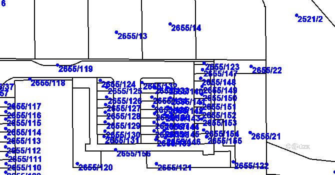 Parcela st. 2655/140 v KÚ Slavkov u Brna, Katastrální mapa