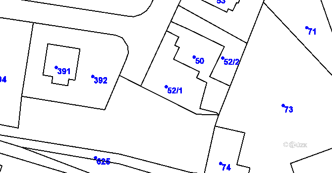 Parcela st. 52/1 v KÚ Slavkovice, Katastrální mapa