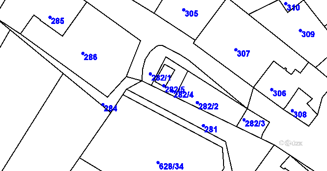 Parcela st. 282/5 v KÚ Slavkovice, Katastrální mapa