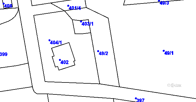 Parcela st. 49/2 v KÚ Slavkovice, Katastrální mapa