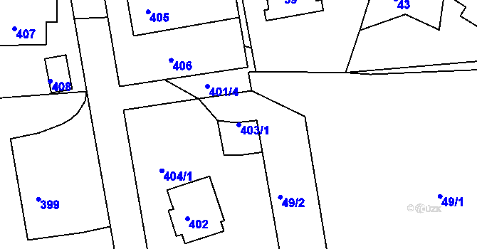 Parcela st. 403/1 v KÚ Slavkovice, Katastrální mapa