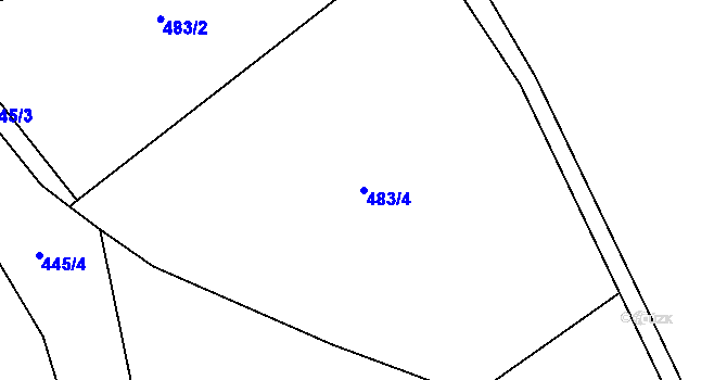 Parcela st. 483/4 v KÚ Slavkovice, Katastrální mapa