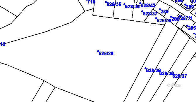 Parcela st. 628/28 v KÚ Slavkovice, Katastrální mapa